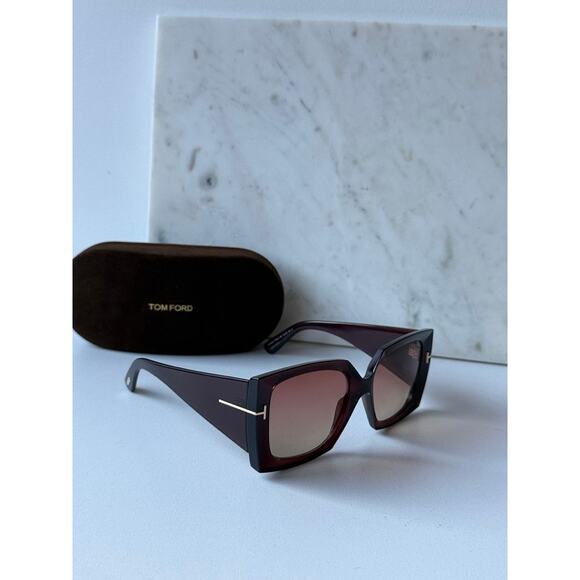NEW Tom Ford TF921 Jacquetta Burgundy Square Sunglasses $475 - Picture 2 of 6